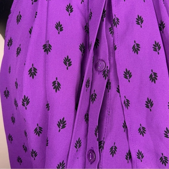SMALL WORTHINGTON PURPLE SLEEVELESS BLOUSE FLOWY RUFFLE HALTER - Picture 2 of 12